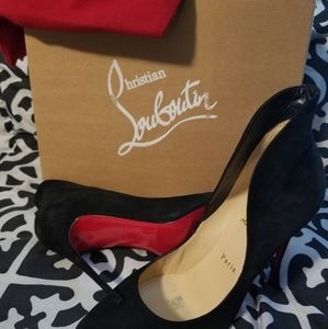 Christian Louboutin suede pointy toe pumps